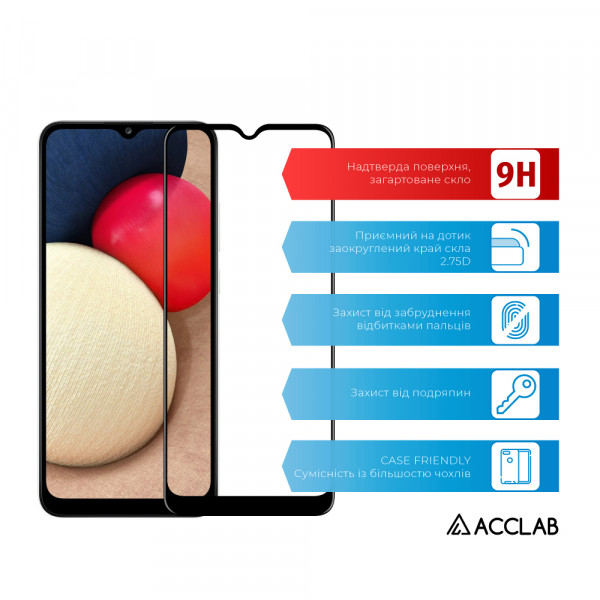 Фото - Захисне скло для смартфону ACCLAB Full Glue for Samsung A02s Black (1283126509612)