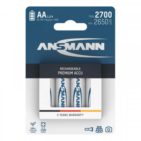 Фото - Акумулятор тип AA Ansmann AA 4 X 2700 mAh NiMH 1.2V PREMIUM (5030842)