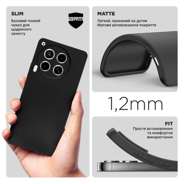 Фото - Чохол для смартфону Armorstandart Matte Slim Fit for Tecno Camon 30 (CL6) Camera cover Black (ARM77159)