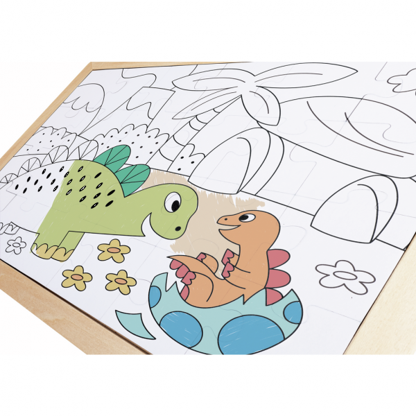 Фото - Пазли (3-4 роки) Hape Динозаври з розмальовкою (E1641)