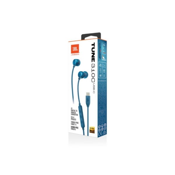 Фото - Навушники вкладиші дротові JBL Tune 310C USB-C Blue (JBLT310CBLU)
