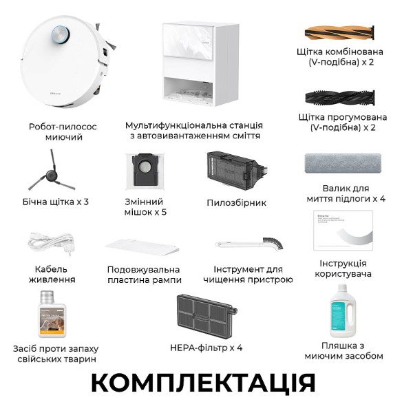 Фото - Пилосос робот миючий з базою Dreame Aqua 10 Ultra Track Complete White (RLR81CE-1-WH)