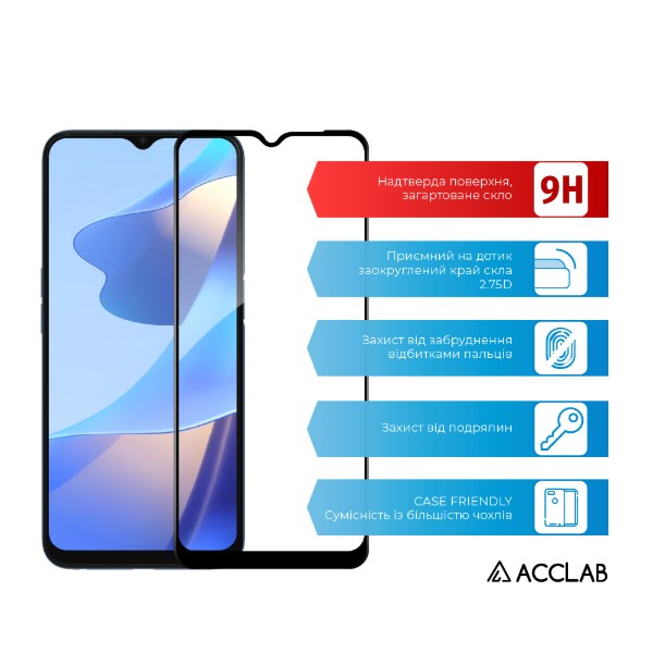 Фото - Защитное стекло для смартфона ACCLAB Full Glue for Oppo A16 Black (1283126522024)
