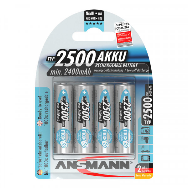 Фото - Акумулятор тип AA Ansmann AA 4 X 2500 mAh NiMH 1.2V maxE PREMIUM (5035442)