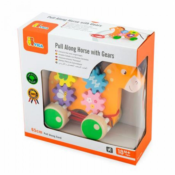 Фото - Каталка Viga Toys Коник із шестерінками (50976)