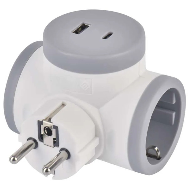 Фото - Разветвитель 220В EMOS P0077PD 2x розетка 1xUSB-A 1xUSB-C