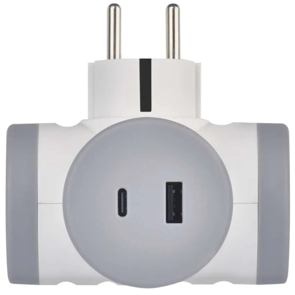 Фото - Разветвитель 220В EMOS P0077PD 2x розетка 1xUSB-A 1xUSB-C