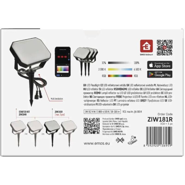 Фото - Світлодіодний прожектор EMOS ZIW181R,1 шт,4Вт,RGBIC,WIFI