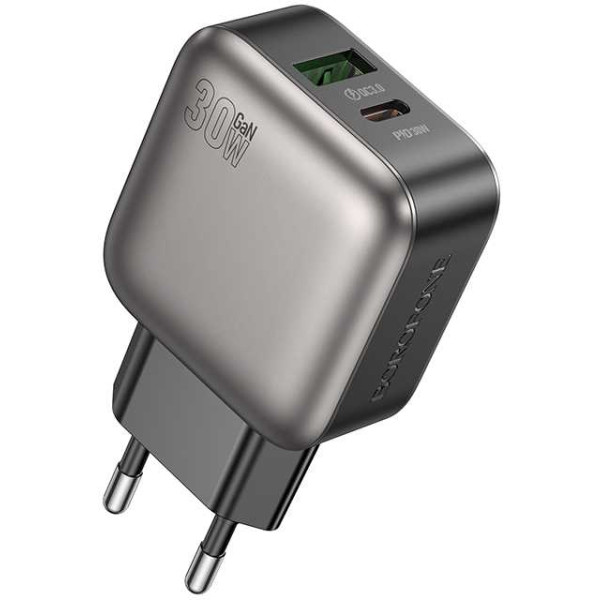 Фото - Мережевий зарядний пристрій BOROFONE BAS55A Absolute PD30W+QC3.0 charger(EU) Black (6941991116230)