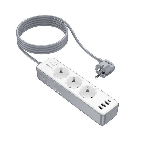 Фото - Мережевий фільтр BOROFONE BAC9 Power 3-position socket 2м White (6941991116650)