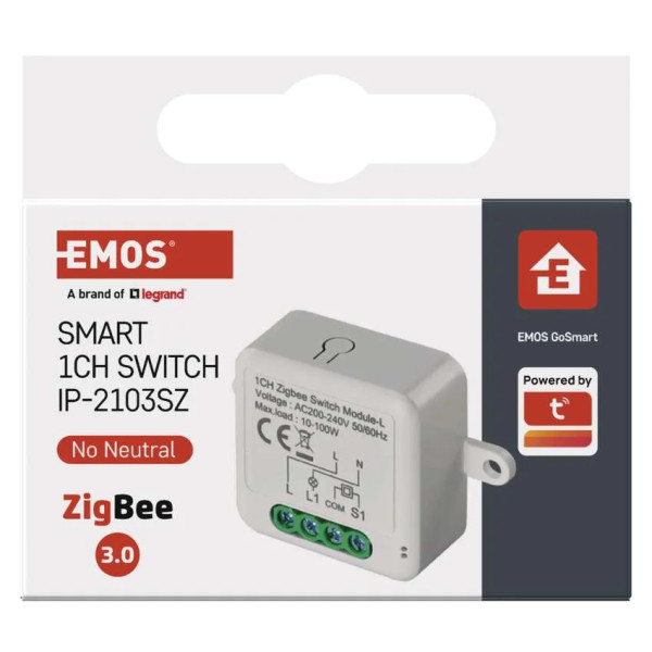 Фото - Релейний вимикач EMOS H5103 ZigBee 3.0 1-канальний (не потребує N-проводу)