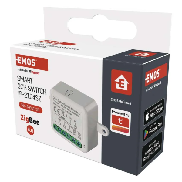 Фото - Релейний вимикач EMOS  H5104 ZigBee 3.0, 2-канальний