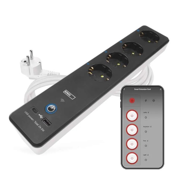 Фото - Сетевой фильтр EMOS Умный P1422SM 2 м 4 гнезда, ПВХ, USB-A, USB-C, Wi-Fi 1,5 мм2