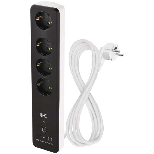 Фото - Сетевой фильтр EMOS Умный P1422SM 2 м 4 гнезда, ПВХ, USB-A, USB-C, Wi-Fi 1,5 мм2