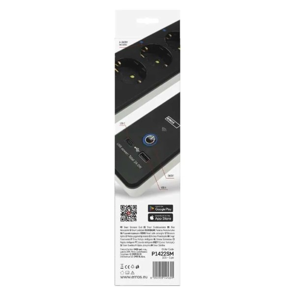 Фото - Сетевой фильтр EMOS Умный P1422SM 2 м 4 гнезда, ПВХ, USB-A, USB-C, Wi-Fi 1,5 мм2