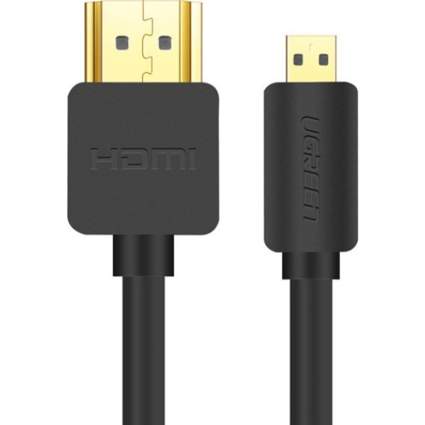 Фото - Кабель HDMI UGREEN HD127 microHDMI to HDMI, 2 m, v2.0 UltraHD 4K-3D Black (30103)