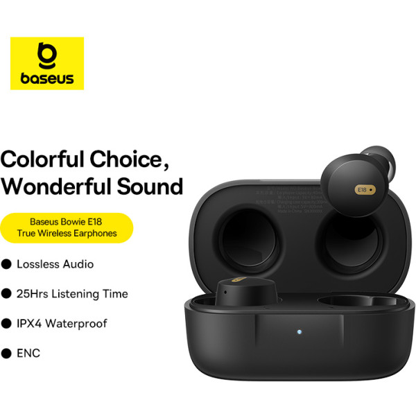 Фото - Навушники вкладиші бездротові TWS Baseus Bowie E18 True Wireless Earphones  Cosmic Black (A00023800123-00)