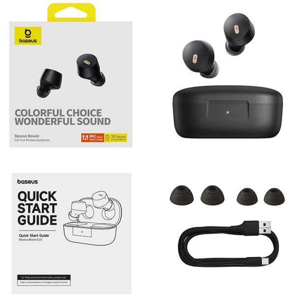 Фото - Навушники вкладиші бездротові TWS Baseus Bowie E18 True Wireless Earphones  Cosmic Black (A00023800123-00)