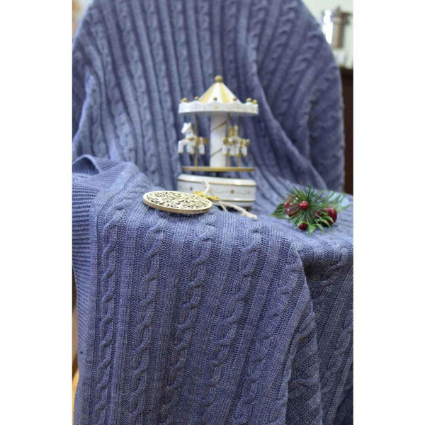 Фото - Плед полуторний Прованс коси SOFT синій меланж 140х180 см (011682)