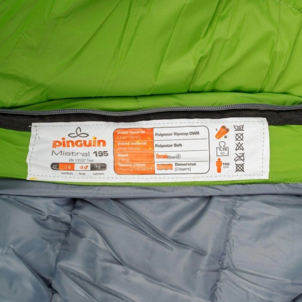 Фото - Спальний мішок Pinguin Mistral PFM 185 Green Left Zip (PNG 235142)