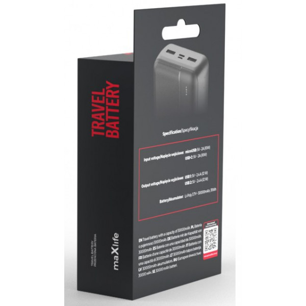 Фото - Батарея мобільна Maxlife Power bank MXPB-02 30000 mAh Black
