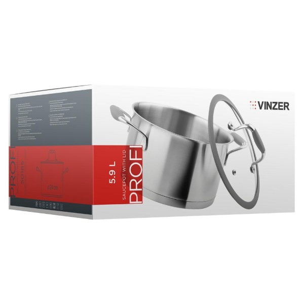 Фото - Каструля Vinzer Profi 24 см 5.9 л (50185)