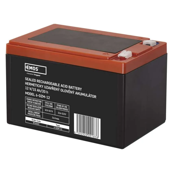 Фото - Акумулятор для ДБЖ EMOS B9656V, AGM, 12V, 15Ah, fast 6,3mm