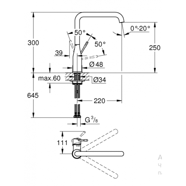 Фото - Смеситель кухонный Grohe Accent Ohm L Суперсталь (30423DC0)