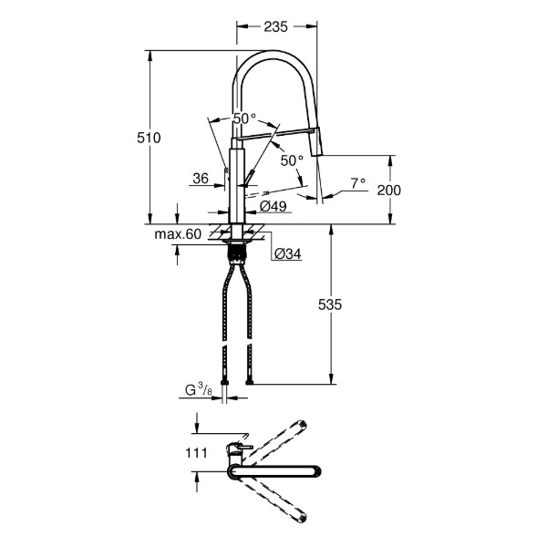Фото - Кухонний змішувач Grohe Viamo Ohm Profi Spray Хром (30433000)