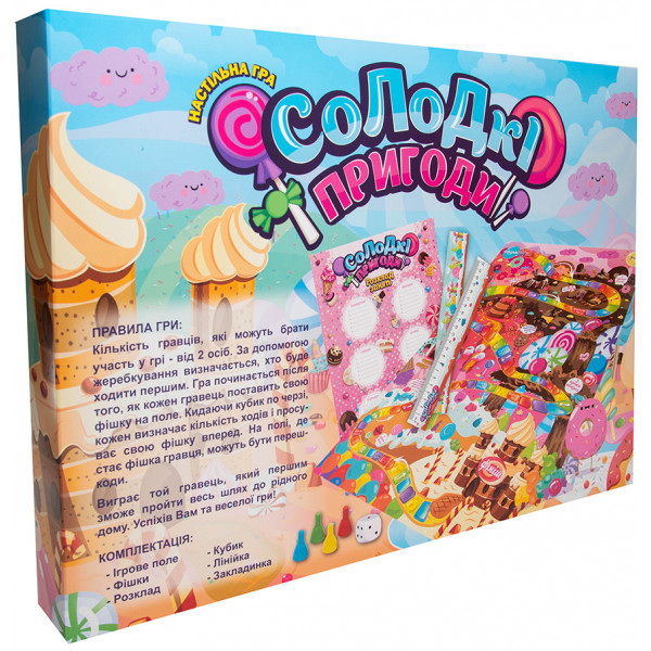 Фото - Настільна гра (5-7 років) Strateg бродилка "Солодкі пригоди", укр (30504)