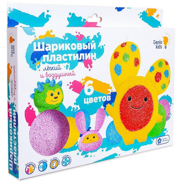Фото - Шариковый пластилин Genio Kids 6 цветов (TA1802)