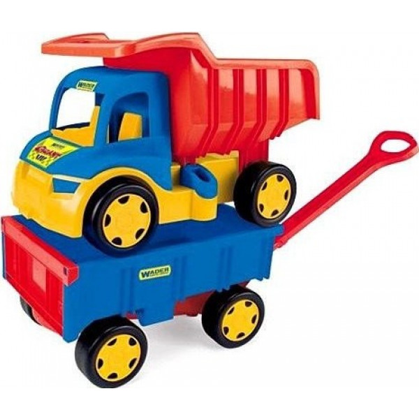 Фото - Базовий ігровий транспорт для малюка Wader Вантажівка "Гігант" + іграшка візок (65100)