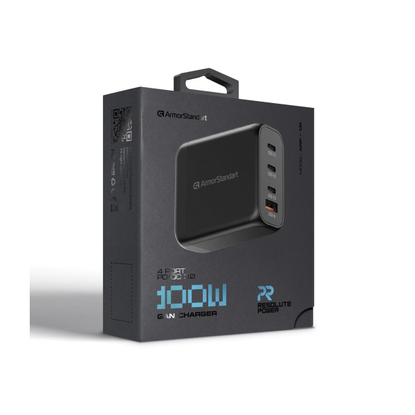 Фото - Мережевий зарядний пристрій Armorstandart Resolute Power ARP-131 100W GaN Black (ARM70024)