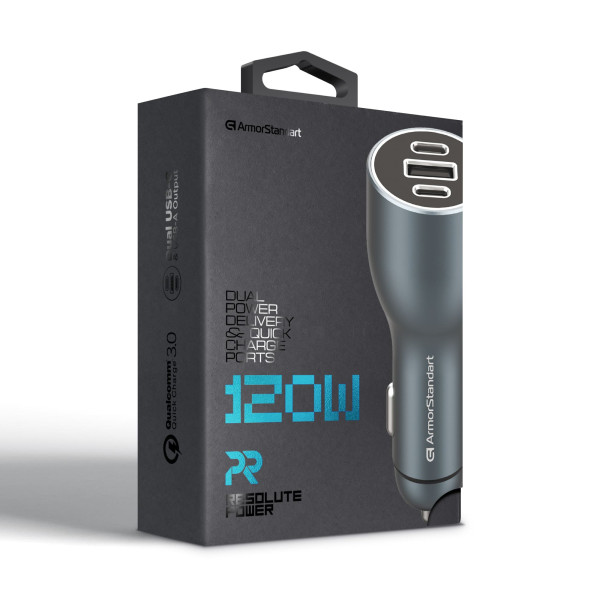 Фото - Автомобильное зарядное устройство Armorstandart Resolute Power ASPP-21 120W 2xUSB-C, USB (ARM70026)