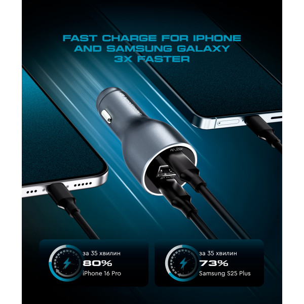 Фото - Автомобильное зарядное устройство Armorstandart Resolute Power ASPP-21 120W 2xUSB-C, USB (ARM70026)