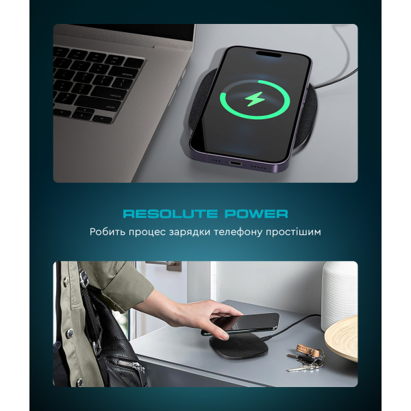 Фото - Бездротовий зарядний пристрій Armorstandart Resolute Power AWC-44 Square 15W Black (ARM73178)