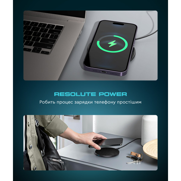 Фото - Беспроводное зарядное устройство Armorstandart Resolute Power AWC-47 Round 15W Black (ARM73179)