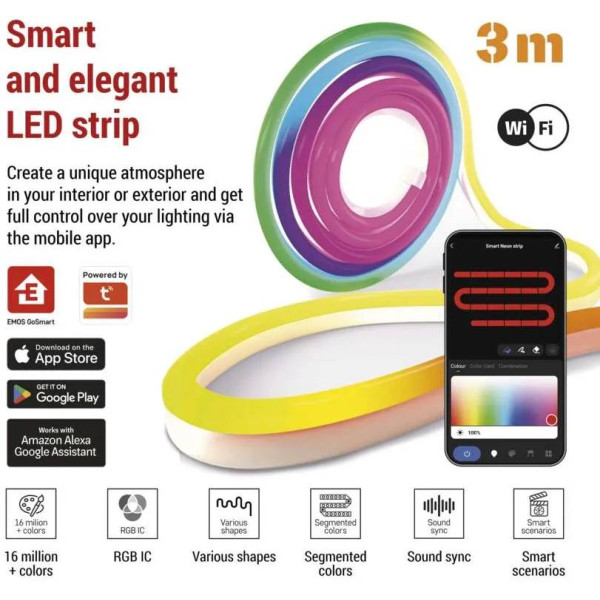 Фото - Світлодіодна стрічка EMOS ZPW313I NEO Nбіла,3м,24Вт,RGBICWiFi