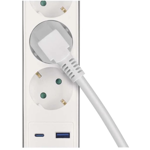 Фото - Удлинитель 220В EMOS P1523FC 5розетки 3м. 1xUSB-A+1xUSB-C
