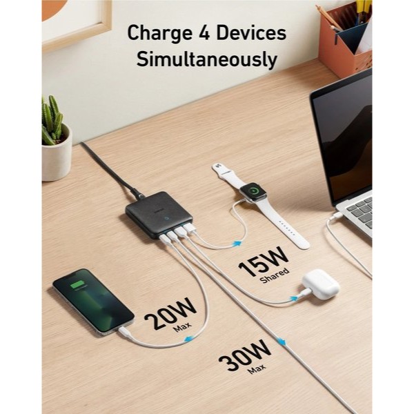 Фото - Мережевий зарядний пристрій Anker PowerPort 543 Atom III Slim 4 65W 2&2xUSB-C PIQ3.0 (A2046G12)