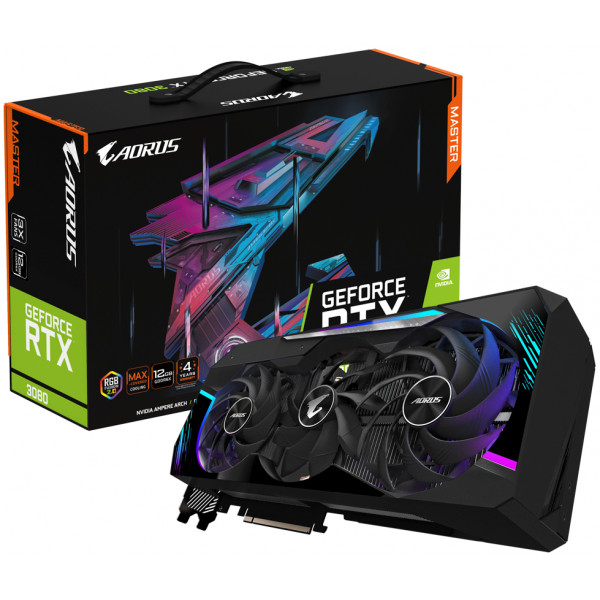 Фото - Відеокарта Gigabyte LHR! Відеокарта nVIDIA RTX 3080 12GB DDR6X 384 Bit  Core: 1830 MHz Memory: 19000MHz GV-N3080AORUS M-12GD
