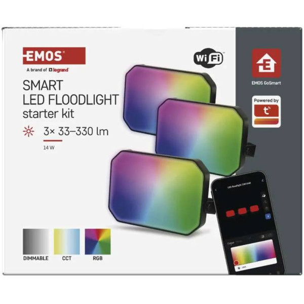 Фото - Світлодіодний прожектор EMOS ZIW184R,комплект 3 шт,14Вт,RGBIC,WIFI