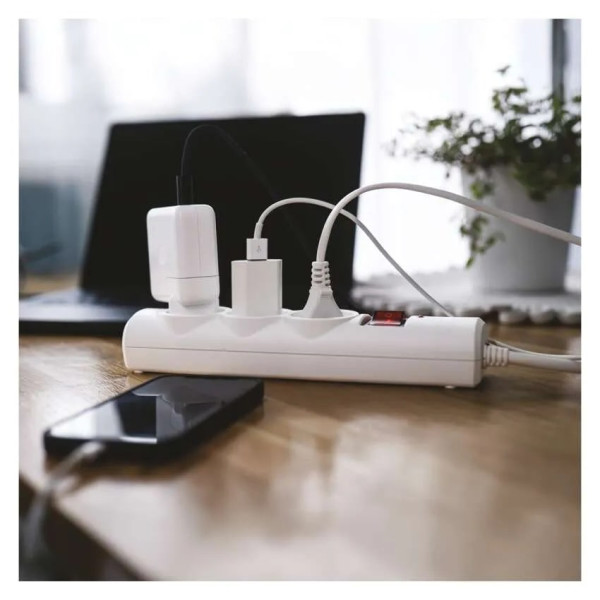 Фото - Мережевий фільтр EMOS P54213, 3 розетки, 1,5м. 10A 2300Вт білий