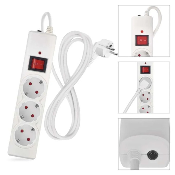 Фото - Мережевий фільтр EMOS P54213, 3 розетки, 1,5м. 10A 2300Вт білий