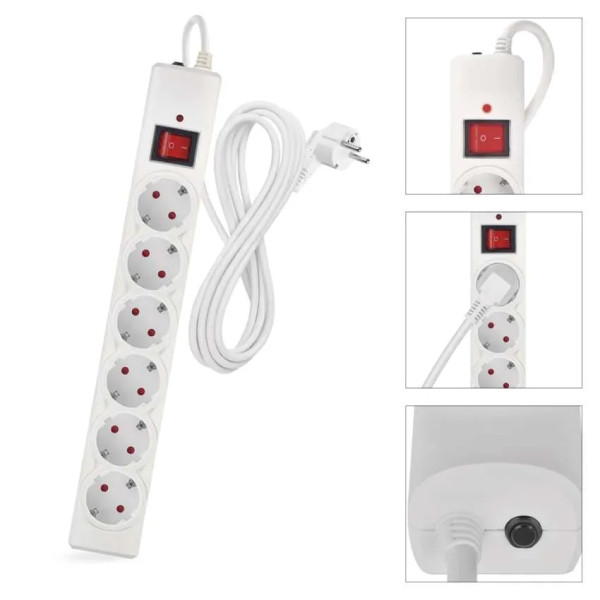 Фото - Мережевий фільтр EMOS P54216, 6 розетки, 3м. 10A 2300Вт білий