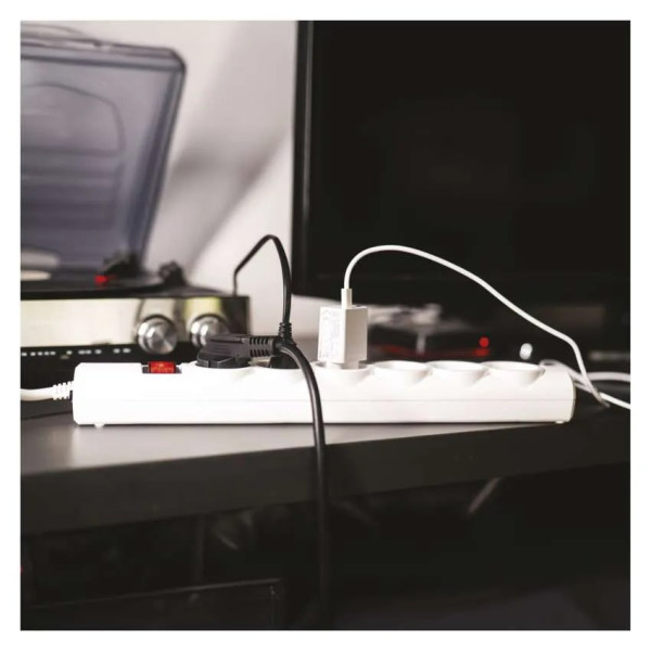 Фото - Мережевий фільтр EMOS P54217, 6 розетки, 5м. 10A 2300Вт білий