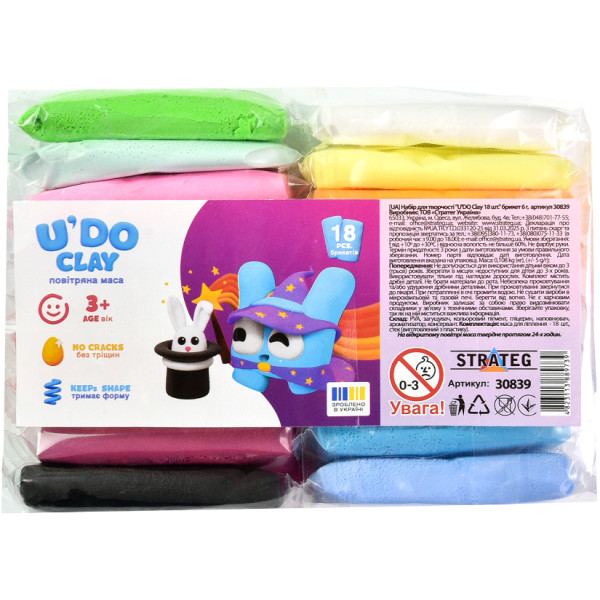 Фото - Маса для ліплення Strateg U'DOClay 18 шт. (30839)