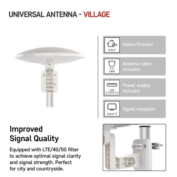 Фото - Антена зовнішня EMOS SJ0803, V900, DVB-T2, FM, DAB, 0–80 км, 360°, фільтр LTE/4G/5G
