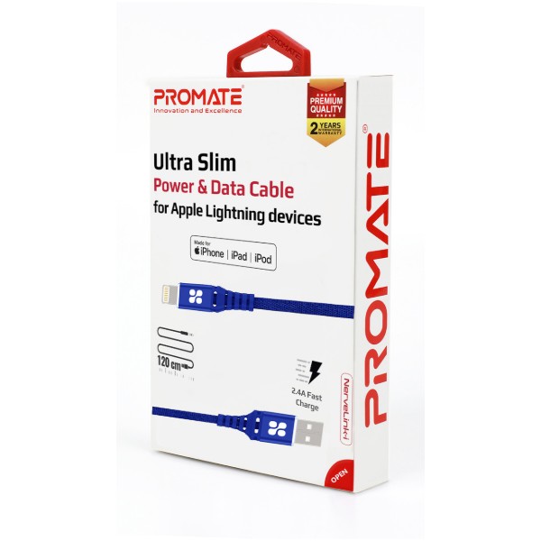 Фото - Кабель Promate Lightning-USB Nervelink-i Blue