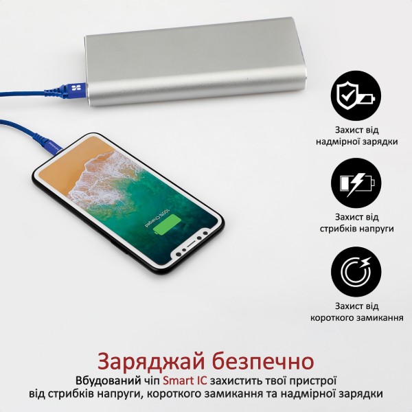 Фото - Кабель Promate Lightning-USB Nervelink-i Blue